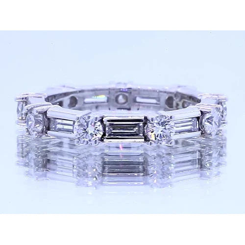 Round Real Diamond & Baguettes Anniversary Band 2.70 Carats Jewelry