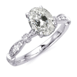 Round Real Diamond & Oval Old Mine Cut Anniversary Ring Gold 7 Carats