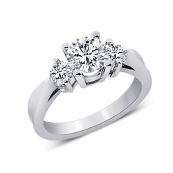 Round Real Natural Earth Mined Diamonds 1.25 Carat Engagement Anniversary Ring Three Stone