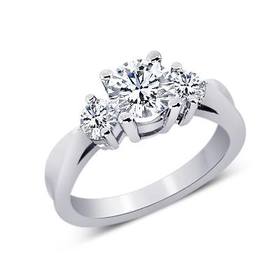 Round Real Diamonds 1.25 Carat Engagement Anniversary Ring Three Stone