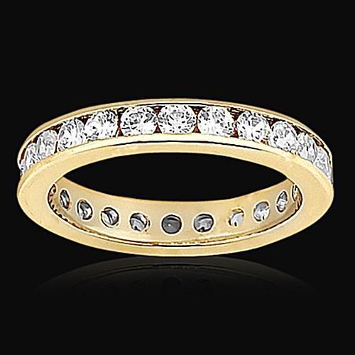 Round Real Diamonds 1.68 Ct. Yellow Gold Eternity Engagement Band