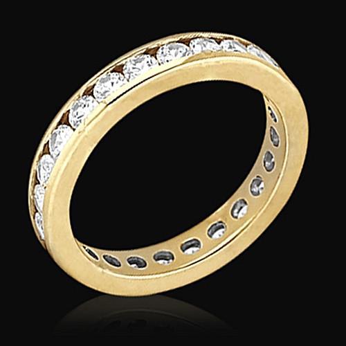Round Real Diamonds 1.68 Ct. Yellow Gold Eternity Engagement Band