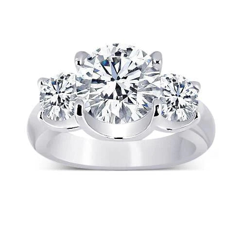 Round Real Diamonds 3 Stone Anniversary Ring Women Jewelry 3.50 Carats