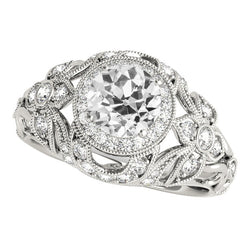 Round Real Old Miner Natural Earth Mined Diamond Ring Antique Style Milgrain 4 Carats
