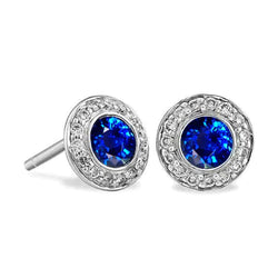 Round Sapphire Studs Earrings