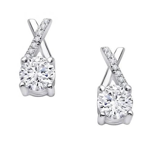 Round Shape G-Vs1 Natural Diamond Lady Drop Earring 2.40 Carats White Gold 14K