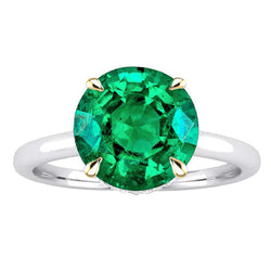 Emerald GIA-Certified Gemstone Ring 4 ct in Two-Tone 14K Gold