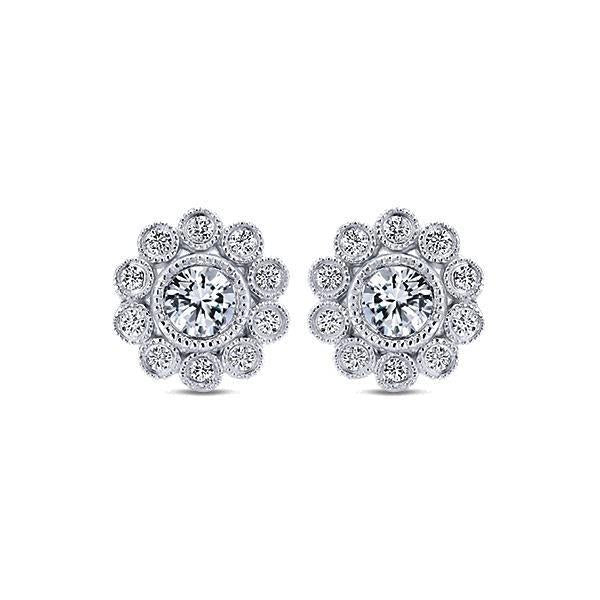 Round Shape Halo Natural Diamond Women Stud Earrings 3 Carat White Gold 14K