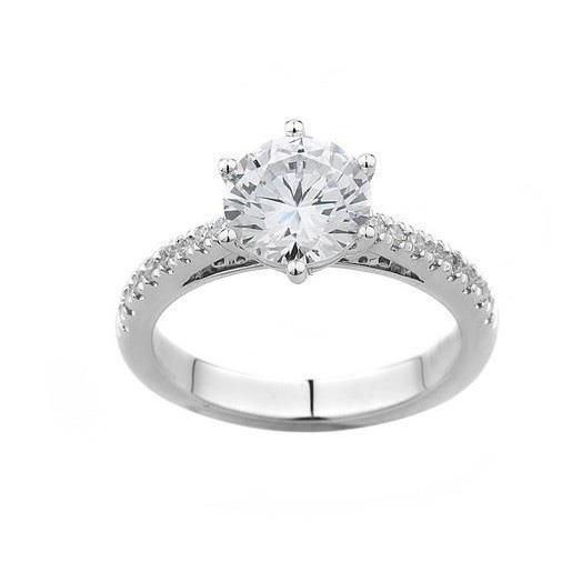 Round Shape Natural Diamond Solitaire Ring With Accents Gold Jewelry 1.25 Ct.
