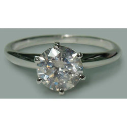 Round Shape Real Diamond Ladies Solitaire Ring 1.57 Ct. White Gold