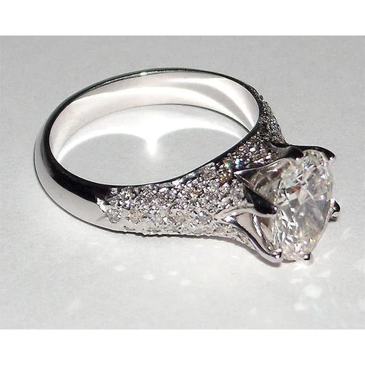 Round Shaped 2.75 Carats Genuine Diamond Pave Style Ring