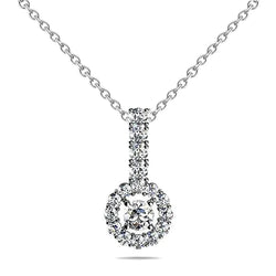 Round Shaped 5.50 Carats Real Natural Earth Mined Diamonds Drop Circle Pendant Necklace WG 14K