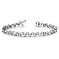 Round Shaped Fine Genuine Diamond Tennis Bracelet Solid Wg 14K 6.50 Ct