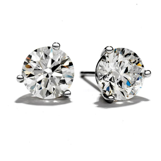 Round Shaped Genuine Diamond Stud Earring D Vvs1 Diamond 14K Gold