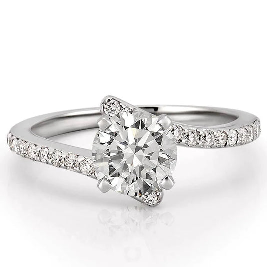 Round Shaped Natural Diamond Solitaire Ring Twisted Shank 1.70 Carats