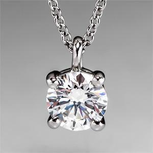 Round Solitaire Genuine Diamond Pendant 1.5 Ct White Gold Jewelry