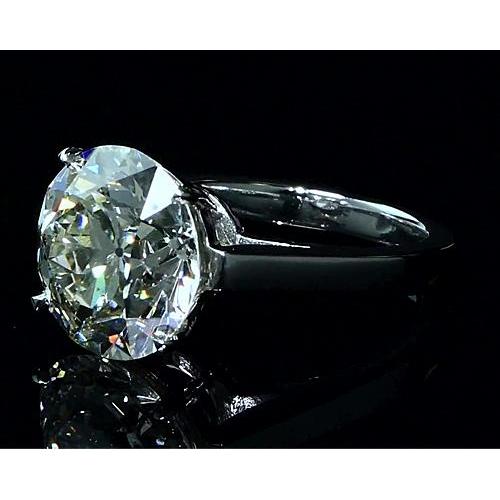 Round Solitaire Genuine Diamond Ring 5 Carats White Gold