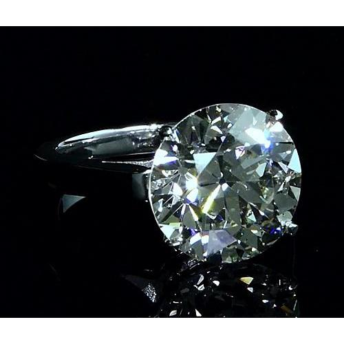 Round Solitaire Genuine Diamond Ring 5 Carats White Gold