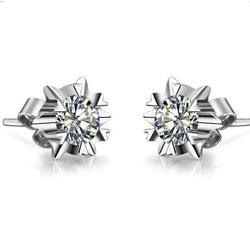 Round Solitaire Genuine Diamond Stud Earring Jewelry 2 Ct. 14K White Gold