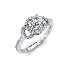 Round Solitaire Halo Genuine Diamond Ring With Accent 2.39 Ct. White Gold 14K