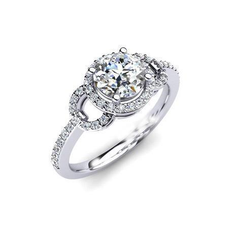 Round Solitaire Halo Genuine Diamond Ring With Accent 2.39 Ct. White Gold 14K