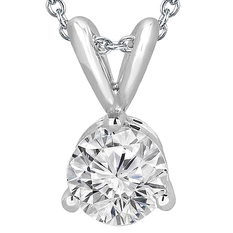 Round Solitaire Natural Diamond Necklace Pendant 1.50 Carat White Gold 14K