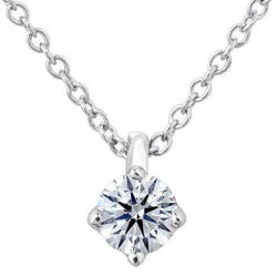 Round Solitaire Natural Earth Mined Diamond Pendant 1.50 Carats Jewelry 14K White Gold