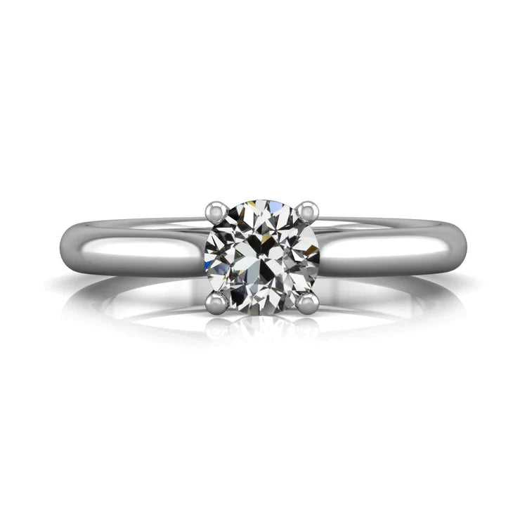 Round Solitaire Old Mine Cut Natural Diamond Ring 14K Gold 1.50 Carats