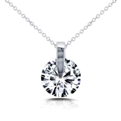 Round Solitaire Real Diamond Necklace Pendant 2.0 Carat White Gold 14K