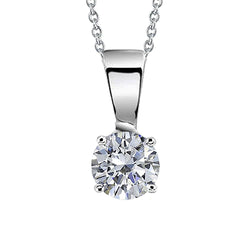 Round Solitaire Real Natural Earth Mined Diamond Pendant Necklace 2.50 Carats White Gold 14K