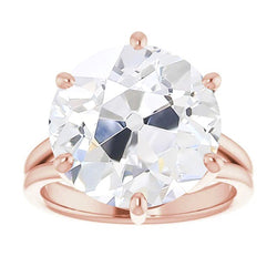 Round Solitaire Real Old Miner Natural Earth Mined Diamond Ring 6 Prong Set 6.50 Carats