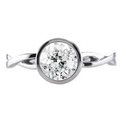 Round Solitaire Ring Bezel Old Miner Natural Earth Mined Diamond Infinity Style 1.25 Carat