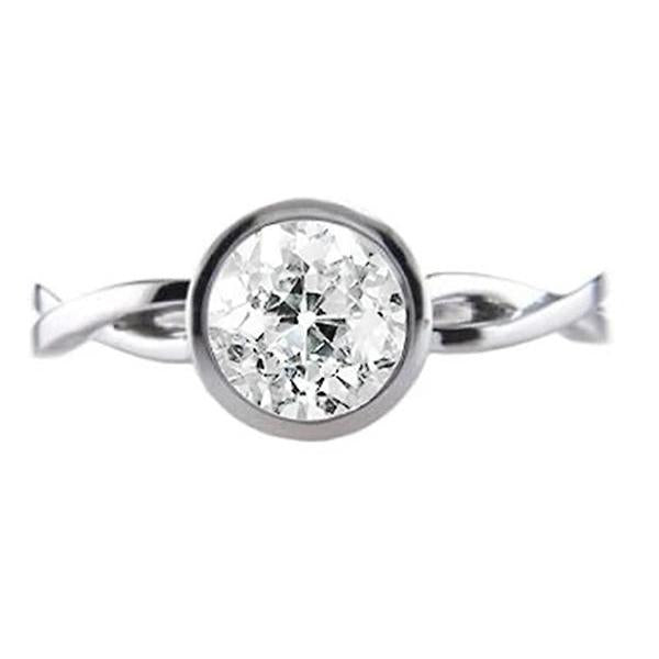 Round Solitaire Ring Bezel Old Miner Natural Diamond Infinity Style 1.25 Carat