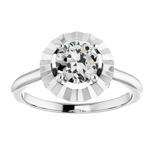 Round Solitaire Ring Old Mine Cut Real Diamond Ladies Jewelry 2 Carats