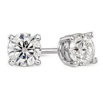 Round Stud Real Diamond Earring 2.10 Carats White Gold - Stud Earrings-harrychadent.ca