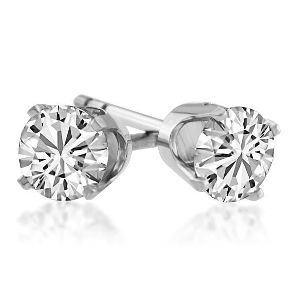 Round Stud Real Diamond Earring 2 Ct Fine Women Jewelry 14K White Gold