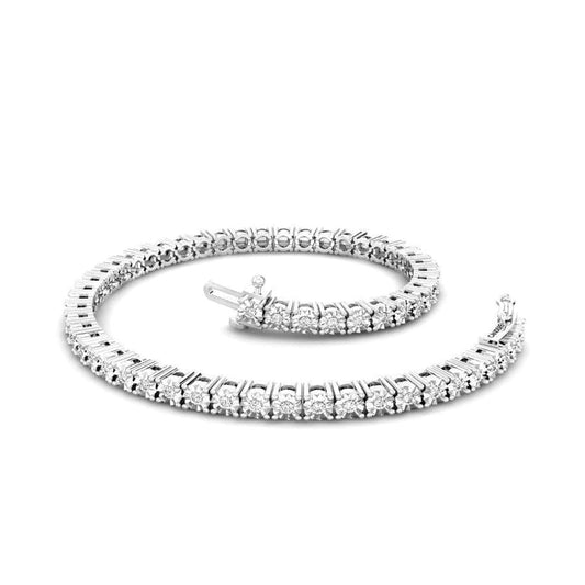 Round Tennis Bracelet Real Diamond Cut Mounting Solid White Gold 14K 4.60 Carats - Tennis Bracelet-harrychadent.ca