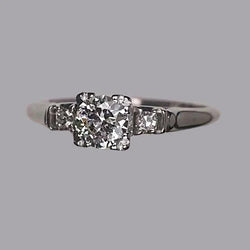 Round Three Stone Old Mine Cut Genuine Diamond Ring 1.25 Carats