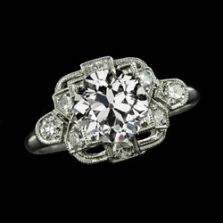 Round Wedding Ring Old Mine Cut Real Natural Earth Mined Diamonds 3.75 Carats Jewelry