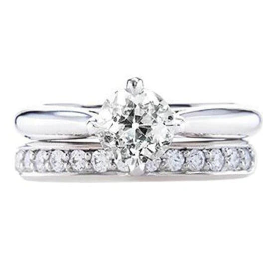 Round Wedding Ring Set Old Miner Genuine Diamonds 1.75 Carats Gold 14K