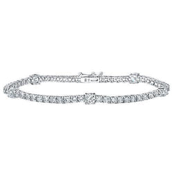 Round 6.65 Carats Prong Set Lab Grown Diamond Women Bracelet White Gold 14K