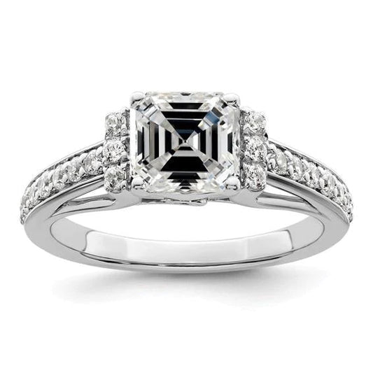 Round & Asscher Natural Diamond Ring With Accents Jewelry 3.50 Carats