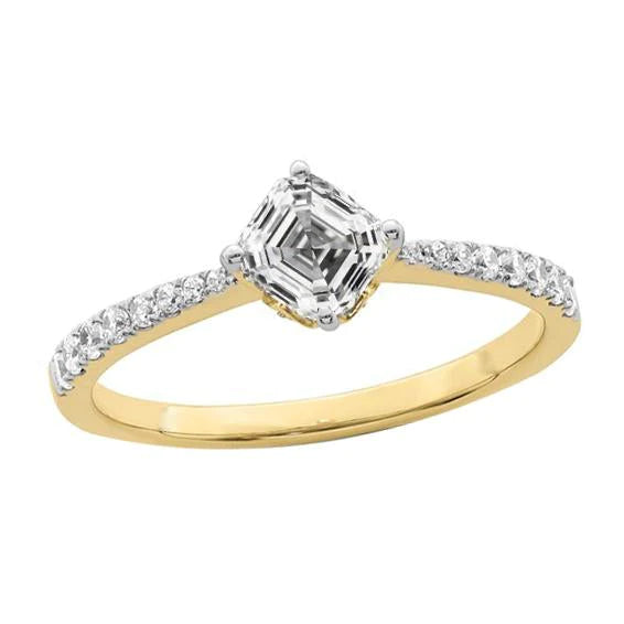 Round & Asscher Natural Diamond Solitaire Ring Tapered Shank 3.25 Carats