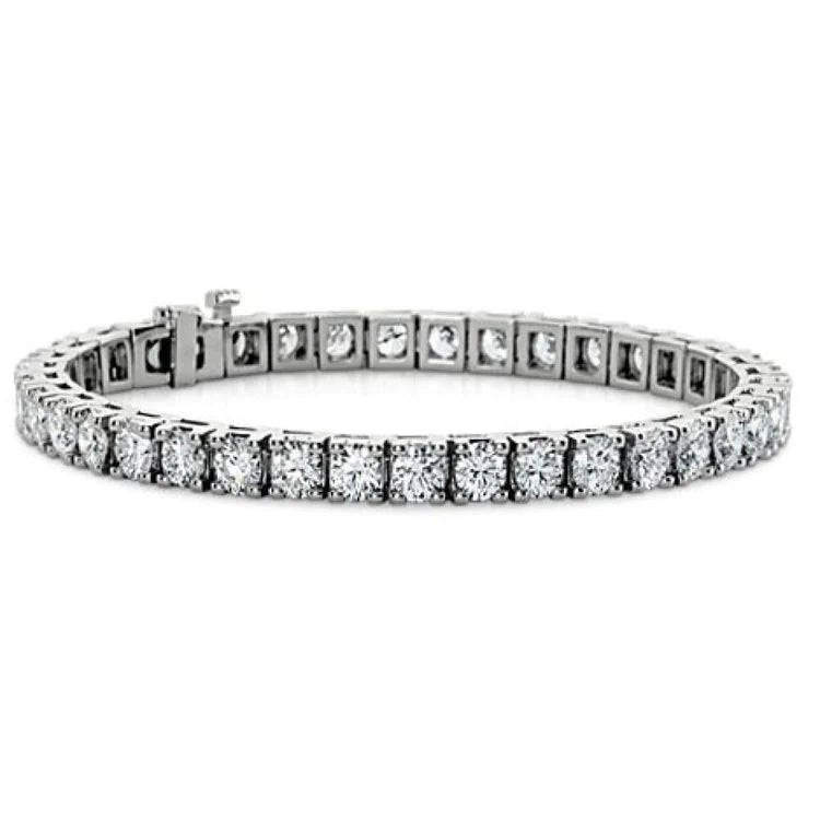 Round Brilliant Cut Lab Grown Diamond Tennis Bracelet 10 Carat White Gold 14K