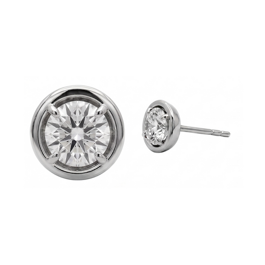 Round Cut 1 Carat Lab Grown Diamonds Stud Earring White Gold 14K