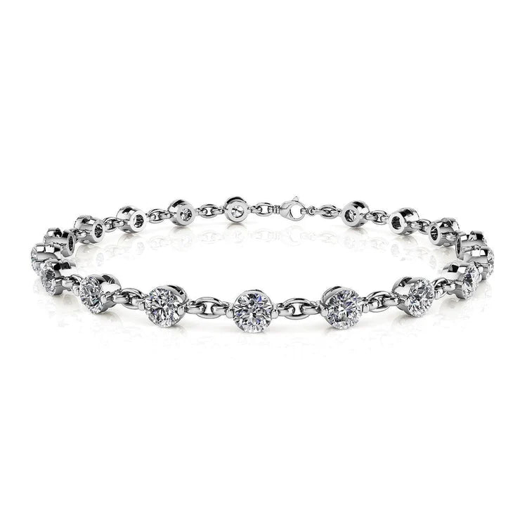 Round Cut 5 Carats Sparkling Lab Grown Diamonds Link Bracelet White Gold 14K