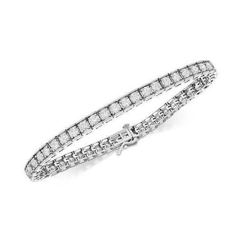 Round Cut 9 Ct Sparkling Lab Grown Diamond Tennis Bracelet White Gold 14K