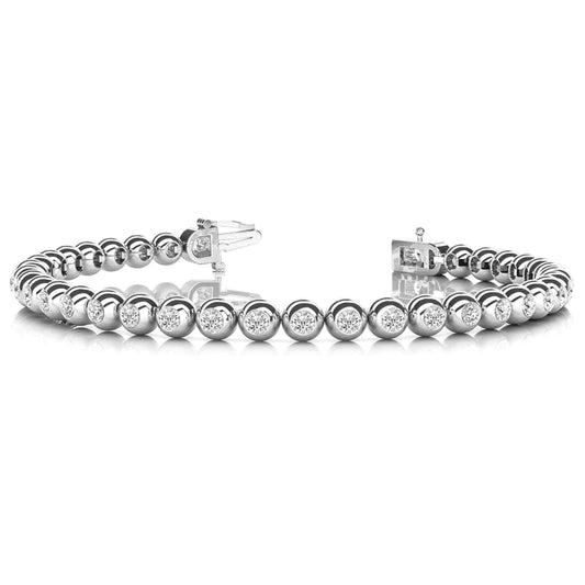 Round Cut Bezel Set 7.60 Carats Lab Grown Diamonds Bracelet 14K White Gold
