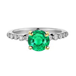 GIA Certified Colombian Emerald Gemstone Ring 2 ct – 14K Two