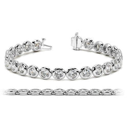 Round Cut Lab Grown Diamond Tennis Bracelet Bezel Set 7.50 Carat White Gold 14K